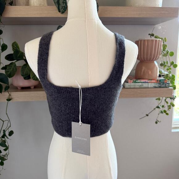 Everlane The Cozy Stretch Tank Heathered Charcoal Gray Wool Yak Blend Medium - Picture 2 of 8